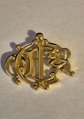 CHRISTIAN DIOR Insignia Brooch. Authentic, GP Monogram, Signed French Designer