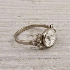 Vintage Art Deco Rose Cut Lab Created Diamond Wedding 925 Silver Ring For Her