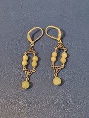 Sterling Silver Light Green Stone Dangle Earrings
