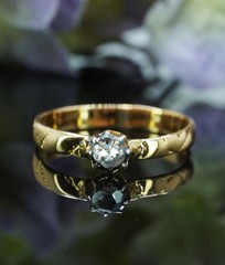 Georgian Antique Rose cut Diamond Solitaire Engagement Ring 14K Gold Estate