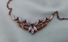 16″ CAR XPPEND GENUINE DIAMOND CHOKER NECKLACE SMALL CHIPS COPPER CHAIN PENDANT