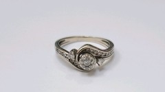 1/3 Kt Cluster Diamond, 29 Diamonds, Engagement Ring, White Gold, Cert Of Auth.