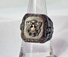 WW2 Sterling Silver Military Signet Ring 15.2 Grams Size 8.75 FD Sterling