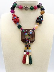 HUGE Asian Inspired Semi-Precious Stone Necklace 22″