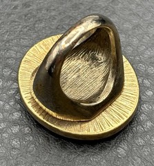 Vintage HUGE Gold Tone Monogram Statement Ring Cream Enamel Oval Signet Sz 7