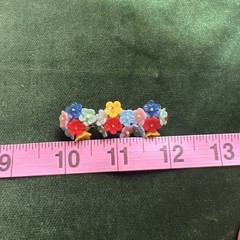 Vtg Czech Glass Flower Miriam Haskell style Brooch Multicolor *missing 2 beads