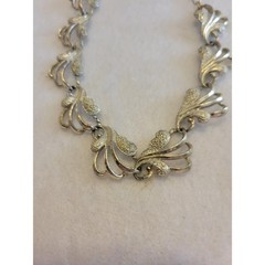 Sarah Coventry Necklace Vintage Silver Tone Scroll Leaf Link Choker MCM Jewelry