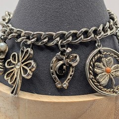 Vintage Charm Bracelet Lucky Charm Travel 7.25″