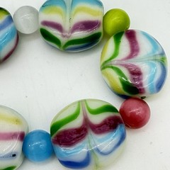 Vtg Lamp Work swirl Glass Necklace Murano Venetian Czech Pastel Rare Estate
