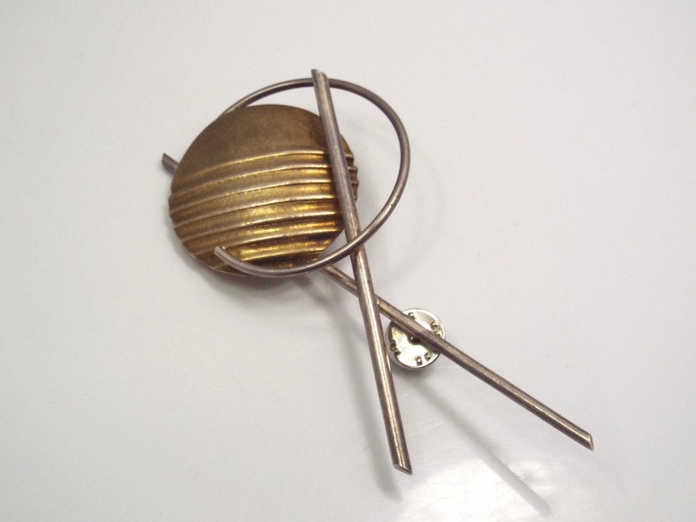 Vintage 1980’s Large Hammered Sterling Silver Brooch Pin, L.A. Reese 1989