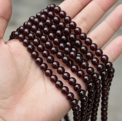 8mm red garnet smooth bead wholesale strands, round beads, red ruby color, boho