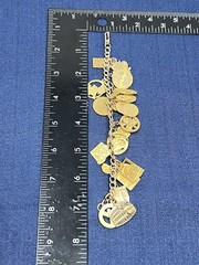 Vintage Signed Jostens 21 Charm 7” Bracelet 1/10 10k GF ANJU 585 ROME US SELLER