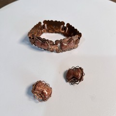 Vintage Copper Glitter Confetti Bracelet & Earrings Set