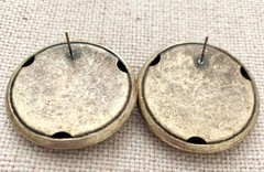 Vintage 1980’s Geometric Button Stud Earrings Antiqued Bronze Starburst Pierced