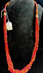 Vintage New Braided/Woven Glass Bead Mulitistrand Necklace N.A. Style Slip Over