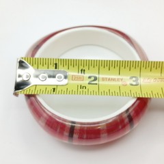 Vintage Lucite Red Multicolor Plaid Checkered Asymmetrical Bangle Bracelet