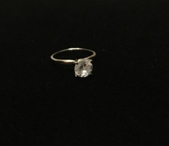14K Gold Round Cut Solitaire CZ Dainty yet impressive Engagement/ Promise Ring