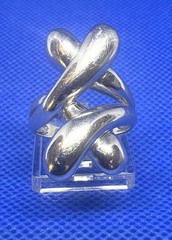 X05 Sculpture Double Criss Cross Modernist 925 Sterling Silver Ring 8g Size 8.5