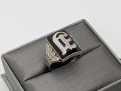 Victorian 10k A Monogram Black Onyx Ring Midnight Signet Ring. Statement Ring.