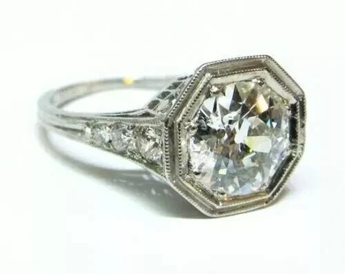 Art Deco Style 3.85Ct Lab Created Diamond 14K White Gold Finish Engagement Ring
