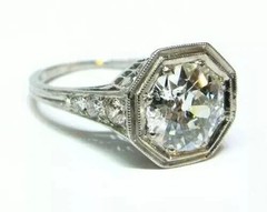 Art Deco Style 3.85Ct Lab Created Diamond 14K White Gold Finish Engagement Ring