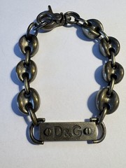 Vintage Early 2000s D&G Logo Link bracelet Bronze Toned Metal 8-1/2” Long
