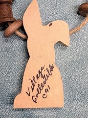 Vintage 90s Easter Bunny Wooden Handmade Necklace Easter Eggs Village Collect