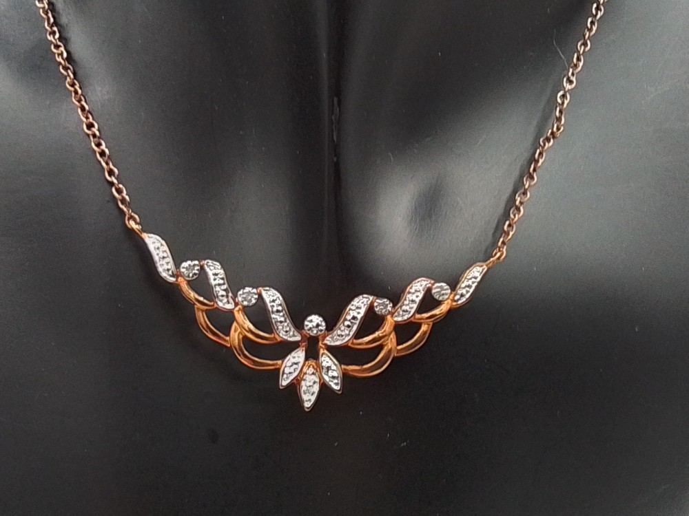 16″ CAR XPPEND GENUINE DIAMOND CHOKER NECKLACE SMALL CHIPS COPPER CHAIN PENDANT