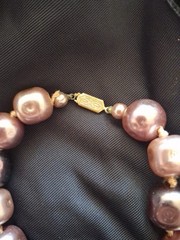 Vintage Glass Baroque Metallic Pearl Choker Hand Knotted 15″