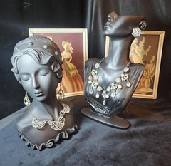 Vintage Rhinestone Filagree Bronze Jewelry Set