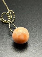 Vintage Japanese Coral Bead Pendant Necklace 11.5mm Pink Angel Skin Coral