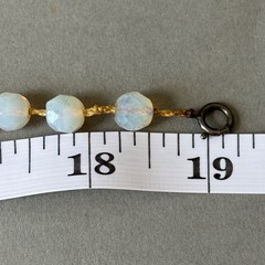Vintage Opaline Opalite Beaded Necklace Faceted Art Glass Hand Knotted 18″