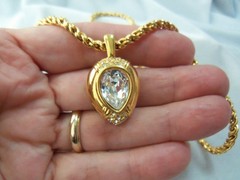 Vintage SAL Swarovski Crystal Pendant Rope Chain Necklace 24′