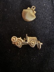 Vintage Mens Tie Tack T-Bar Indian Head Coin & 2 Charms 3D Antique Car Lot
