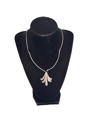 Vintage Modernist Bar Link Sterling Silver Fringe Paddle Necklace