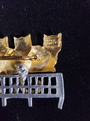 Vintage Ultra Craft Signed Gold & Silver Tone Cat Brooch Pin Gift Unisex Adult