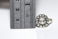 Antique Circa 1900s 14k Gold Top Silver Natural Rose Cut Diamond Ring