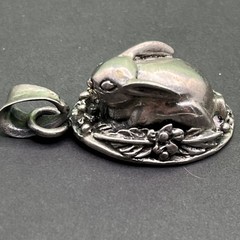 Adorable Vtg Bunny Rabbit Pendant / Charm Sterling Silver Signed 925 3D