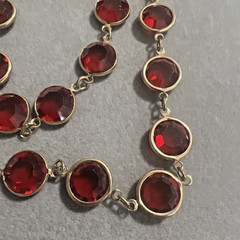 Vintage Swarovski Red Crystal Bezel Set Necklace 34”