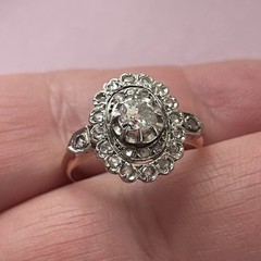 Antique Victorian Edwardian 18k Gold Diamond Ring 5.5 Old Rose Cut Engagement