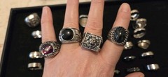 Vintage Mod Ring Lot Of 41.mens.14 Signed Avon ETA stainless Steel RSC