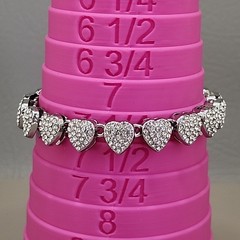 Vintage Heart Bracelet Pave Clear Rhinestones Silver Tone Linked 7.25″