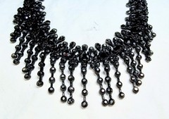 Stunning Vintage Hematite Black Crystal Choker Necklace
