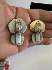 Rebecca Collins Sterling Silver Bunny Rabbit Clip-On Bone Amethyst Earrings
