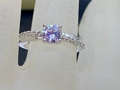 SILVER PLATED DIAMANTE SOLITAIRE ENGAGEMENT INFINITY RING SIZE 7.5