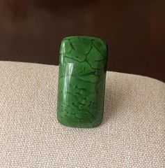Vintage Chunky Jumbo Large Green Resin Faux Jade Stone Acetate Ring Size 6.5