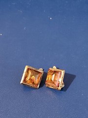 Sterling Silver Orange Stone Stud Earrings