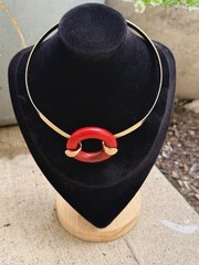 RARE Vintage DVF Interchangeable Collar Necklace Lucite 3 Donut Rings Signed Box