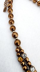 Signed Beaded chain rhinestone bib statement necklace 18″