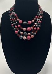 Vtg Signed Japan Beaded Necklace/clip on earring Set